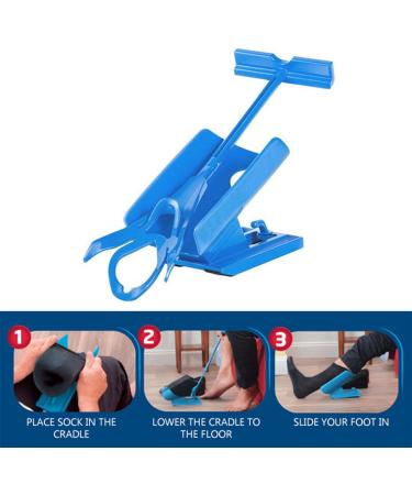 NanoLogi Sock Slider Aid for Seniors & Pregnant - Easy Sock Helper for Overweight - Blue Support Stockings & Shoe Slides - Buy Online on GoSupps.com