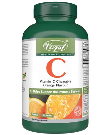 VORST Vitamin C 500mg 90 Chewable Tablets | Supplement for General Health the Immune System Fatigue & Mental Health | Tangy Citrus Orange Flavor | Pills For Adults of All Ages | 1 Bottle 90 count (Pack of 1)