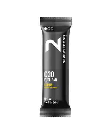 Neversecond C30 Fuel Bar Fast-Absorbing Carbs Never2 C30 Fuel Bars for Performance & Endurance Nutrition for Triathlons Cycling Running & Marathons (Lemon Flavor 12-Count Pack)
