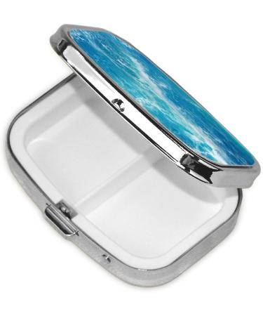 Tropical Ocean Beach Theme 2 Compartment Pill Case | Cute Travel Pill Box & Organizer for Purse | Perfect Gift - Buy Online on GoSupps.com