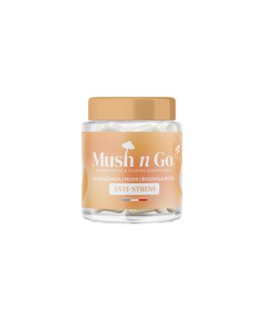 MushNGo Stress & relaxation - Reishi, Ashwagandha, Rhodiola, MCT oil - made in France - vitamins & minerals - vegan, gluten free - 30 capsules