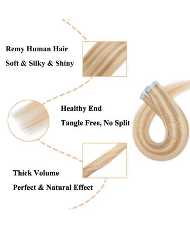 Elailite Tape Extensions - 20 Piece Remy Real Hair - Smooth 50cm Ashblond & Bleached Blonde Hair Extensions - Buy Online on GoSupps.com