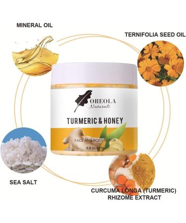 Turmeric and Honey Face and Body Scrub 8.8Oz/280g Purifying Exfoliating and Moisturizing Body Scrub by Oreola Naturals. New and improved packaging. - Buy Online on GoSupps.com