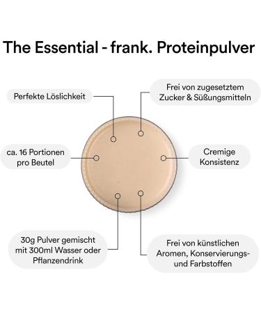 Glattol Frank Protein Vegan organic protein powder with 22g protein per serving Neutral taste without flavors & sweeteners 05 kg it** - Buy Online on GoSupps.com