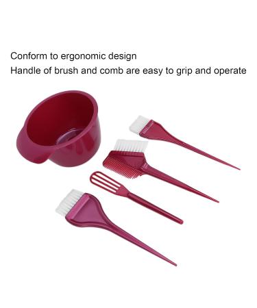 Shop 5-Part Hair Dye Tool Set - Wine Red Brushes for Home & Studio Use | Soft & Hard Bristles - Buy Online on GoSupps.com
