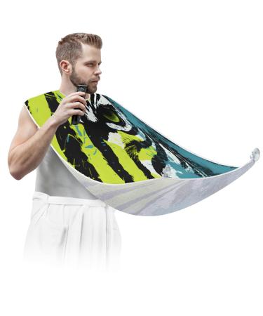 Animal Zebra Beard Bib Apron Beard Hair Catcher for Men Shaving Fathers Day Anniversary Christmas Gifts for Dad Husband Beard Bib with 2 Suction Cups