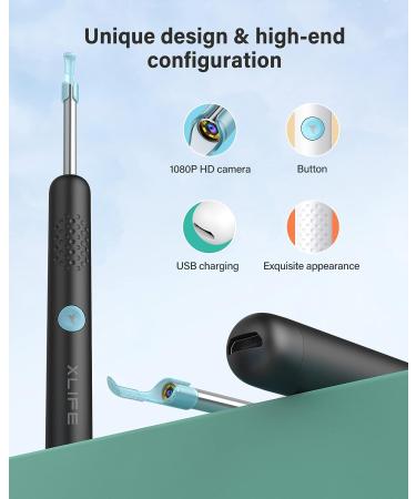 1080P Ear Scope Camera Ear Wax Removal Kit with LED Light and Silicone Scoops - Black XL - Buy Online on GoSupps.com
