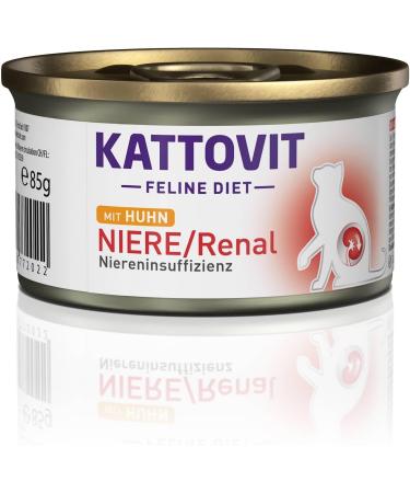 Kattovit - Kidney/Renal Wet Food for Cats | Cat Wet Food to Support Kidney Function for Adult Cats Diet Food as Complete Food in Tin | 12 x 85g Chicken Chicken 1.02 kg (Pack of 1) - Buy Online on GoSupps.com