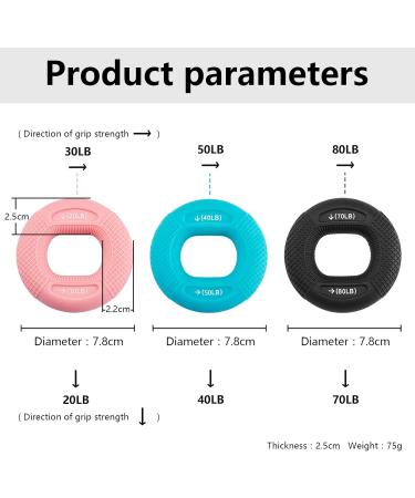 Buy Three-Piece Silicone Ring Grip Strengthener - Forearm & Finger Trainer for Fitness & Sports Training | Improve Grip Strength - Buy Online on GoSupps.com