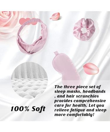 Silk Sleep Mask Set | Rose Gold Silk Hairband & Scrunchies | Women's Elastic Hair Ties & Headbands - International Shipping - Buy Online on GoSupps.com