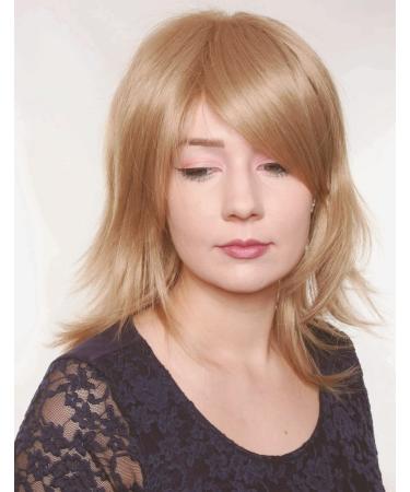 Prettyland C340 Medium Length Wig - Silky Straight Layered Cut with Slanted Bangs in Brown & Dark Blonde - International Shipping Available - Buy Online on GoSupps.com