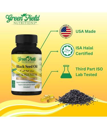 Greenfield Nutritions - Halal Black Seed Oil (Nigella Sativa), Support Immune System, Digestive System, and Joints Health, 90 Liquid Veggies Capsules - Buy Online on GoSupps.com