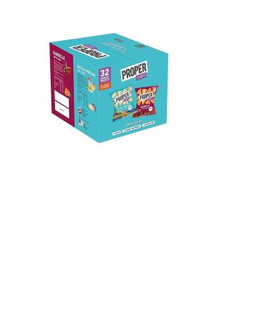 Proper Chips BBQ and Salt & Vinegar Mixed Case - Multipack Chip Box - Vegan - Natural Seasoning - No Palm Oil - Gluten Free Snacks - 32x14g