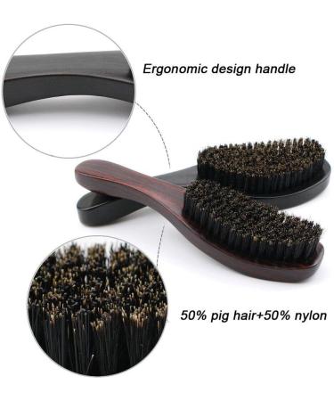 Baokuan Beard Brush - Wild Boar Bristle Curved Wave Brush for Men | Professional Facial Shaving & Mustache Tool | Salon Quality Hairdressing Tool - Buy Online on GoSupps.com