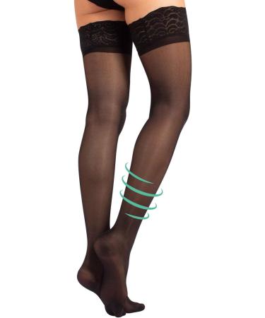 Medical Support Hold Up Compression Stockings 15-21 mmHg | S Black | Made in Italy - Buy Online on GoSupps.com