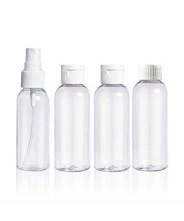 Travel Bottle Set Transparent Empty Refillable Plastic Leakproof Container Shower Gel Sun Cream Shampoo Makeup Cleaner Conditioner Face Wash Body Moisturizer Essential Travel Accessory(4Pc In 1 Pack)