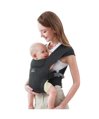 Newborn Carrier, MOMTORY Baby Carrier(7-25lbs), Cozy Baby Wrap Carrier, with Hook&Loop for Easily Adjustable, Soft Fabric, Deep Grey