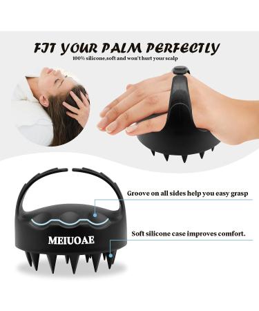 MEIUOAE Scalp Massager Shampoo Brush - Hair Scalp Scrubber for Stress Relief & Hair Growth - Shower Hair Brush for All Ages (Black) - Buy Online on GoSupps.com