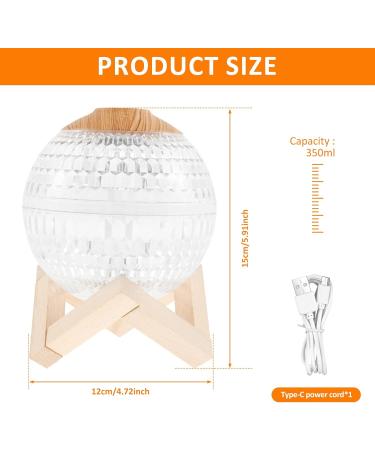 PTMTFYL Crystal Ball Humidifier Crystal Ball Oil Diffuser 350 ml Mini Mist Humidifier Quiet Night Light Humidifier with 7 Colour and 3 Light Modes Auto Power Off for Home Office - Buy Online on GoSupps.com