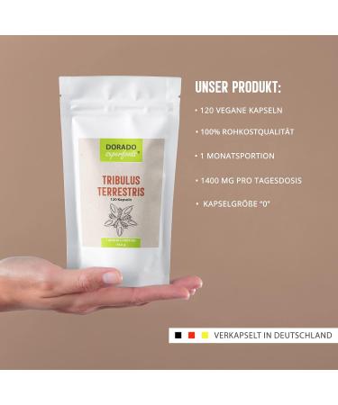 Dorado Superfoods Tribulus Terrestris 10:1 Extract Capsules - 120 Vegan Capsules 1400mg Daily Dose 90% Saponins - High Potency Encapsulated in Germany - Buy Online on GoSupps.com