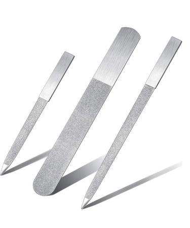 GRARRO 3 Piece Nail File Set Double-Sided Nail Files Buffer File Made of Stainless Steel Nail File Suitable for Salon Family and Travel
