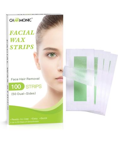 100 Pcs Wax Strips for Facial Hair Removal for Women Face, Waxing Strips for Upper Lip/Cheek Hair & Eyebrow Hair Remover, Wax Kit for Hair Removal, Quick & Painless Hair Removal Wax for All Skin Types