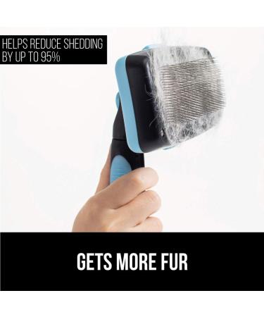 Gorilla Grip Self Cleaning Pet Slicker Brush for Dogs and Cats - Shedding and Dematting Tool for Long or Short Hair Pets - Detangle Undercoat Fur - Blue, 7.28 x 4.96 - Buy Online on GoSupps.com