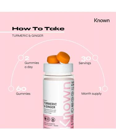 Known Nutrition Vegan Turmeric & Ginger Vitamin Gummies - 60 Gummies | Natural Peach Flavored Supplement - Buy Online on GoSupps.com