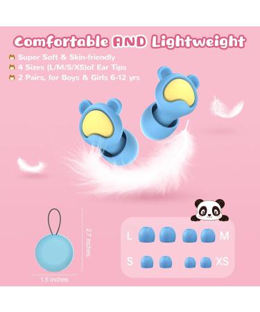 Kids Ear Plugs - Reusable Noise Cancelling Silicone Earplugs for Ages 6-12 | 2 Pairs for Concerts Flying School & Playtime - Grey & Blue - Buy Online on GoSupps.com