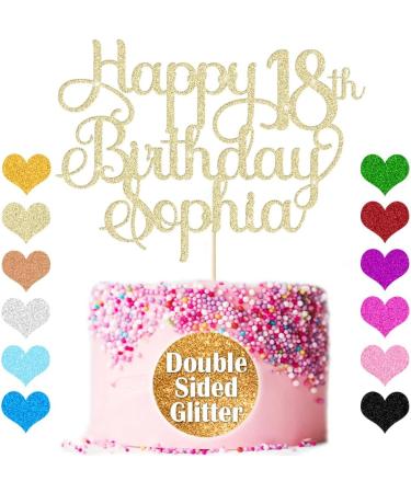 Personalised Happy Birthday Cake Topper 18th Birthday Cake Topper Cake Decorations Custom Glitter Cake Toppers with Any Age & Name for 18th 21st 30th 40th 50th 60th(Champagne Gold) - Buy Online on GoSupps.com