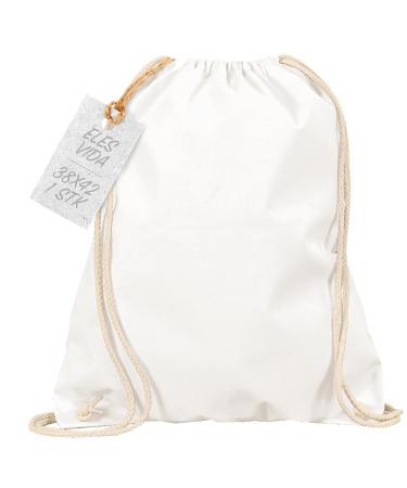 Ele Vida Kottonwoll gym bag 1 piece 38 x 42 cm of sports bags - backpack fabric bag bag bag cotton bag jute bag Oeko -Tex checked fabric bags women & men children gym sack for painting white
