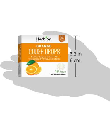 Herbion Naturals Orange Cough Drops - 18 Ct - Soothes Sore Throat & Dry Mouth - For Adults & Children 6 - Buy Online on GoSupps.com