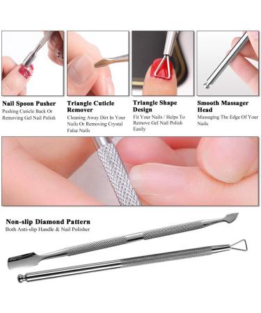 Funien 2 x Gel Nail Polish Removal Tool for Dead Skin Cuticle Pusher and Spoon Double Tip Nail Cleaner Manicure and Pedicure Tools with Box Nail Pusher Set - Buy Online on GoSupps.com