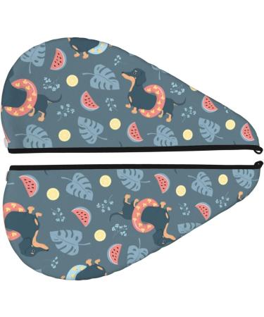 Hair Towel Wrap for Quick Drying | Watermelons Dachshunds Button Towel Turban | Best Hair Drying Towel - Buy Online on GoSupps.com