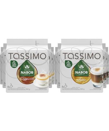 Tassimo Nabob Cappuccino Coffee Single Serve T-Discs 263g (5 Boxes of 8 T-Discs) & Nabob Latte Coffee Single Serve T-Discs 263g (5 Boxes of 8 T-Discs)
