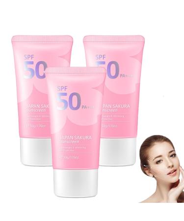Sunscreen, Japan Sakura Sunscreen,Facial And Body Sunscreen,Sunblock Brightening, Perfect Uv Sunscreen Skin Care Cream, Breathable, Non-Greasy,For All Skin Types (3PCS)