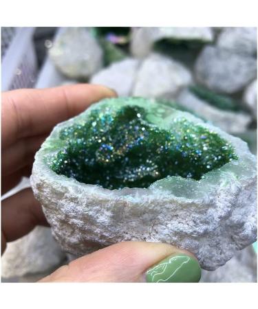 JUKUCKV Natural Green Crystal Agate Cave Specimen | 200-250g Spiritual Support Gemstone | International Shipping Available - Buy Online on GoSupps.com