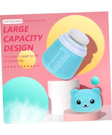 2pcs Bear Powder Puff Box Set for Travel and Newborns - Blue - Buy Online on GoSupps.com