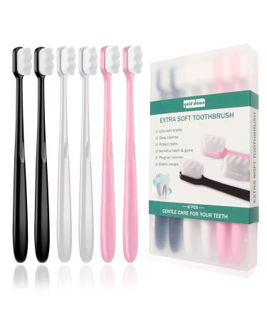 GoldDawn Extra Soft Toothbrush for Sensitive Teeth and Gums Micro Fur Manual Toothbrush with 20000 Ultra Soft Bristle Excellent Cleaning Effect Perfect for Kids & Adults (6 Pack) - Buy Online on GoSupps.com