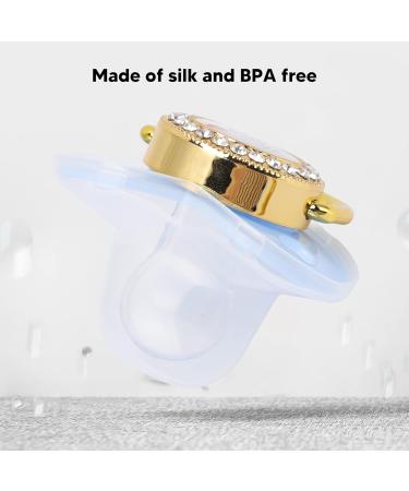 Luxury BPA-Free Baby Pacifier with Rhinestones - Stylish Golden Bling for Newborns (6-18 Months) - Blue - Buy Online on GoSupps.com