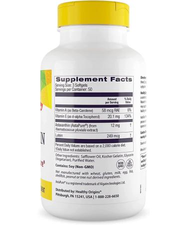 Healthy Origins Astaxanthin (AstaPure) 4 mg - 150 Softgels - Buy Online on GoSupps.com