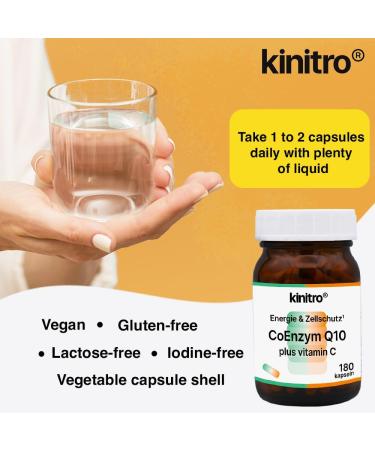 Kinitro Coenzyme Q10 & Vitamin C - Vegan Dietary Supplement 80mg High-Quality Q10 (Ubichinon) & Acerola Powder in 2 Capsules - Buy Online on GoSupps.com