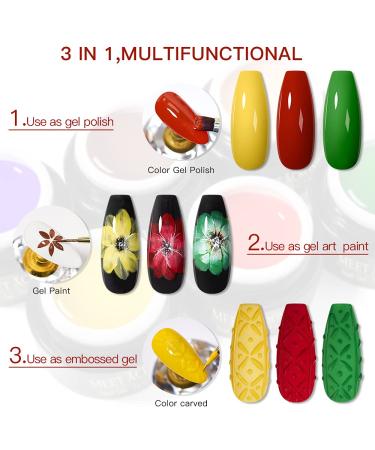 MEET ACROSS 12 Colors Painting Gel Nail Polish Kit with Drawing Brush Pen | Soak Off UV LED Gel Set for Nail Art Design - Buy Online on GoSupps.com