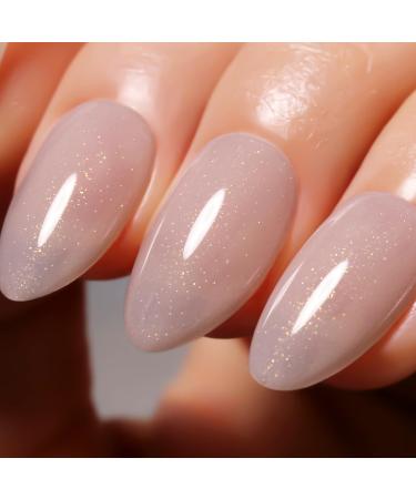 Imiti glitter gel nail polish 15ml beige glitter gel polish soak off led uv shimmering sparkle nail polish diy nail art starter manicure salon gel nail polish kit for women girls gold glitter beige
