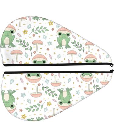 Hair Towel Wrap - Quick Drying Towel Turban with Button (Frog & Mushrooms) | Shop Now for International Shipping - Buy Online on GoSupps.com