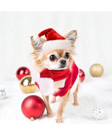 NANSAM Dog Christmas Hat and Scarf Set - Adjustable Red White Pet Accessories for Kittens and Puppies | Perfect Holiday Outfit - Buy Online on GoSupps.com