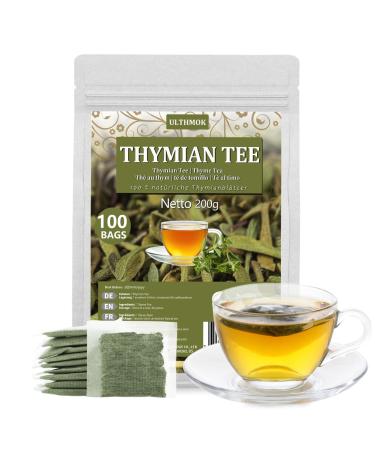 ULTHMOK Premium Thyme Leaf Tea in 100 Bags Made with 100% Pure Thyme Leaves Aids Digestion & Supports