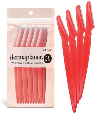 Kitsch Dermaplaning Tool - 12 PC Coral Face Razors & Eyebrow Razor for Women | Facial Hair Removal & Dermaplane Razor - Buy Online on GoSupps.com