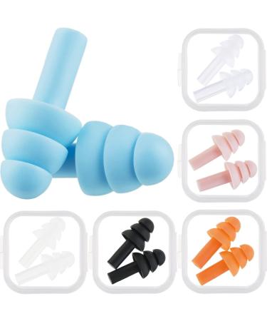6 Pairs Kids Adults Ear Plugs Swimming Noise Cancelling Reusable Earplugs for Sleeping and Swimming 6 Assorted Colors(Classic Colors)