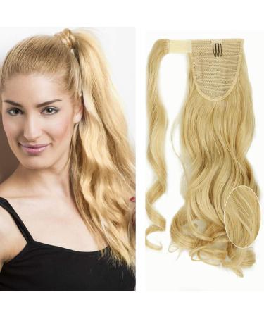 Pferdeschwanz hair part braid clip in ponytail hair extension extension hair piece wrap on how real hair golden mix bleach blonde wavy-17 "(43cm)
